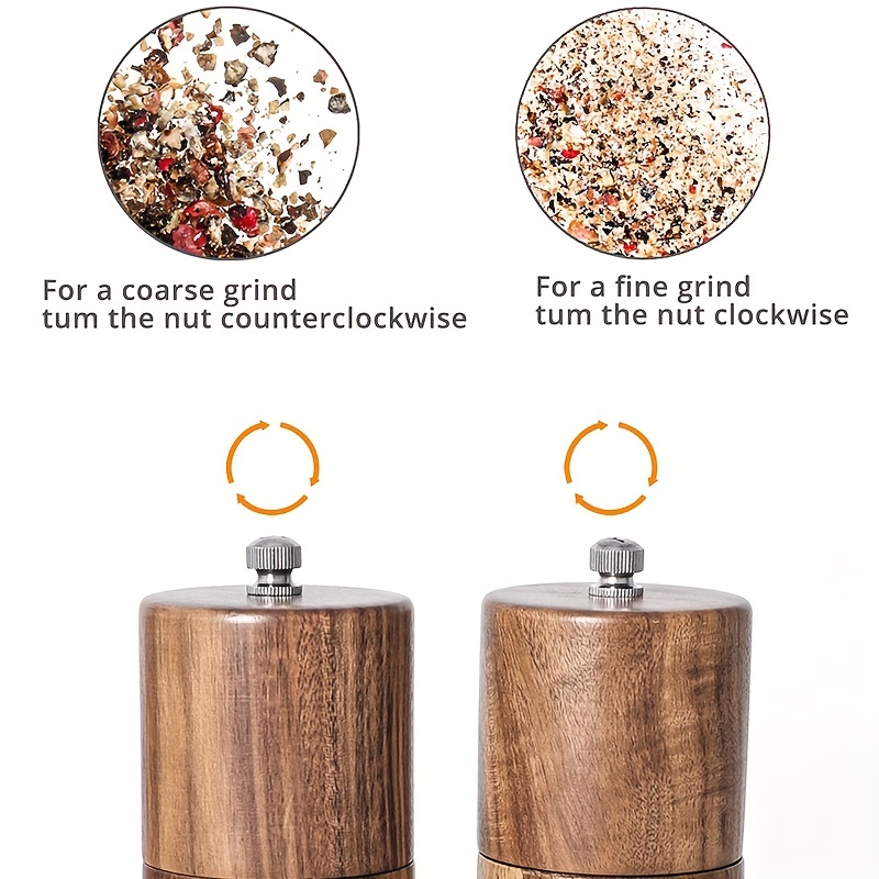  GLING Salt and Pepper Grinder Set - Refillable Sea Salt &  Peppercorn Stainless Steel Shakers - Salt and Pepper Mill - 5 Inch: Home &  Kitchen