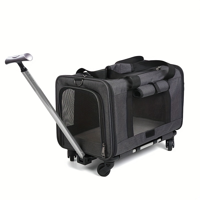 Rolling Pet Carrier For Dogs: 2 Compartments Wheels For - Temu