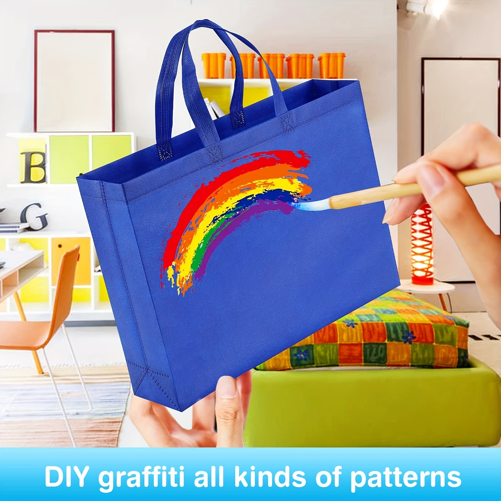 12pcs, Non-Woven Tote Bags Reusable Gift Bag 12 Colors Multi Color Grocery  Goodie Bags 34.8×25.4×9.91 cm, Party Treat Bag With Handles For Parties