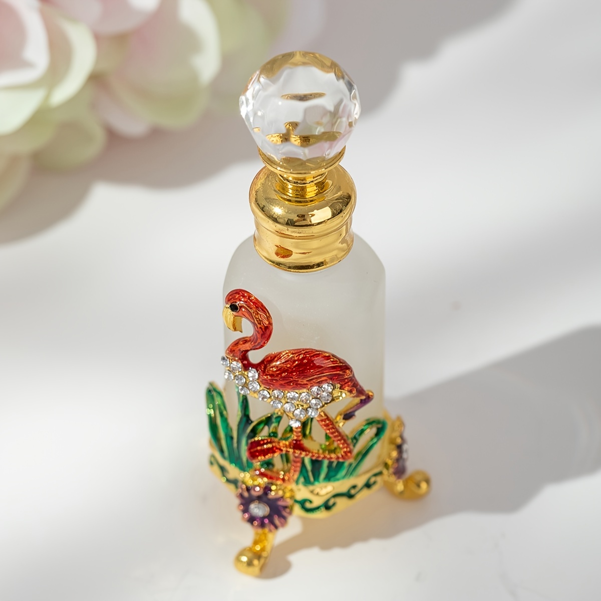 1pc Peacock Design Perfume Bottle Creative Essential Oil Bottle Liquid Holder, Size: 3.10, Gold