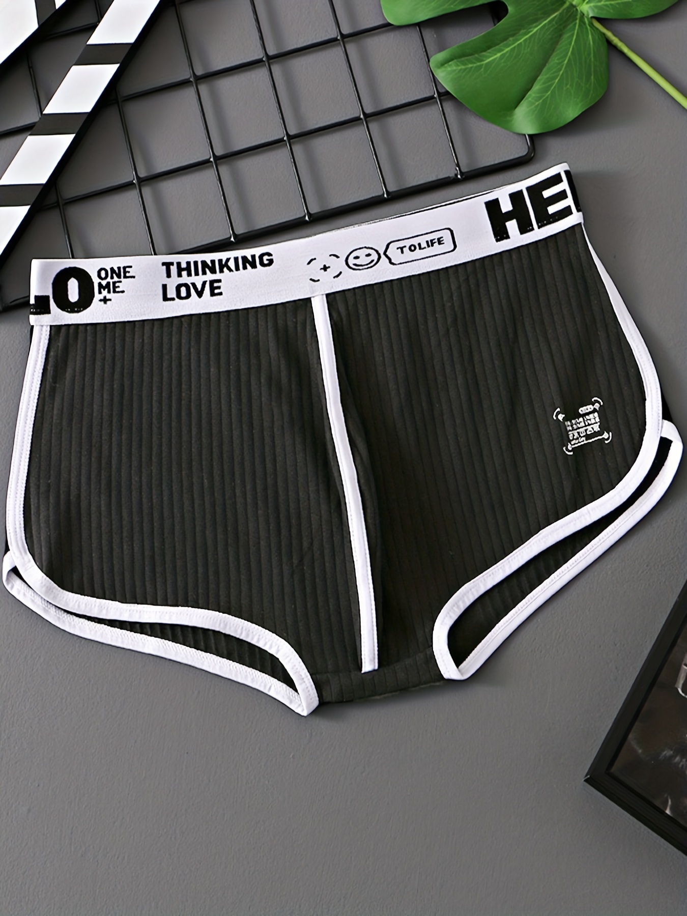 Creative Word Hello Nice OK White Black Stripes Men's Underwear
