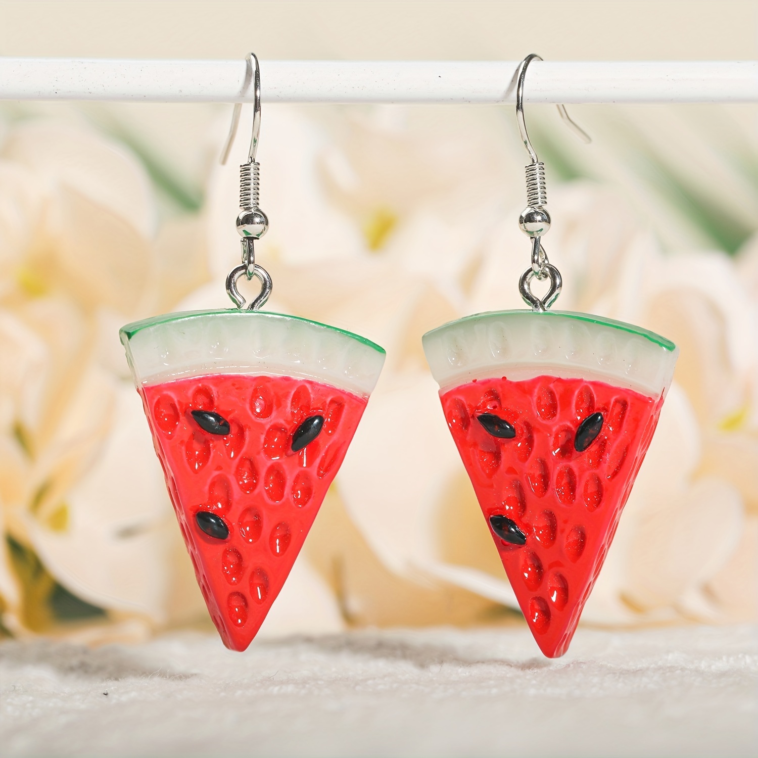 Cute Strawberry Design Dangle Earrings Simple Style Resin - Temu