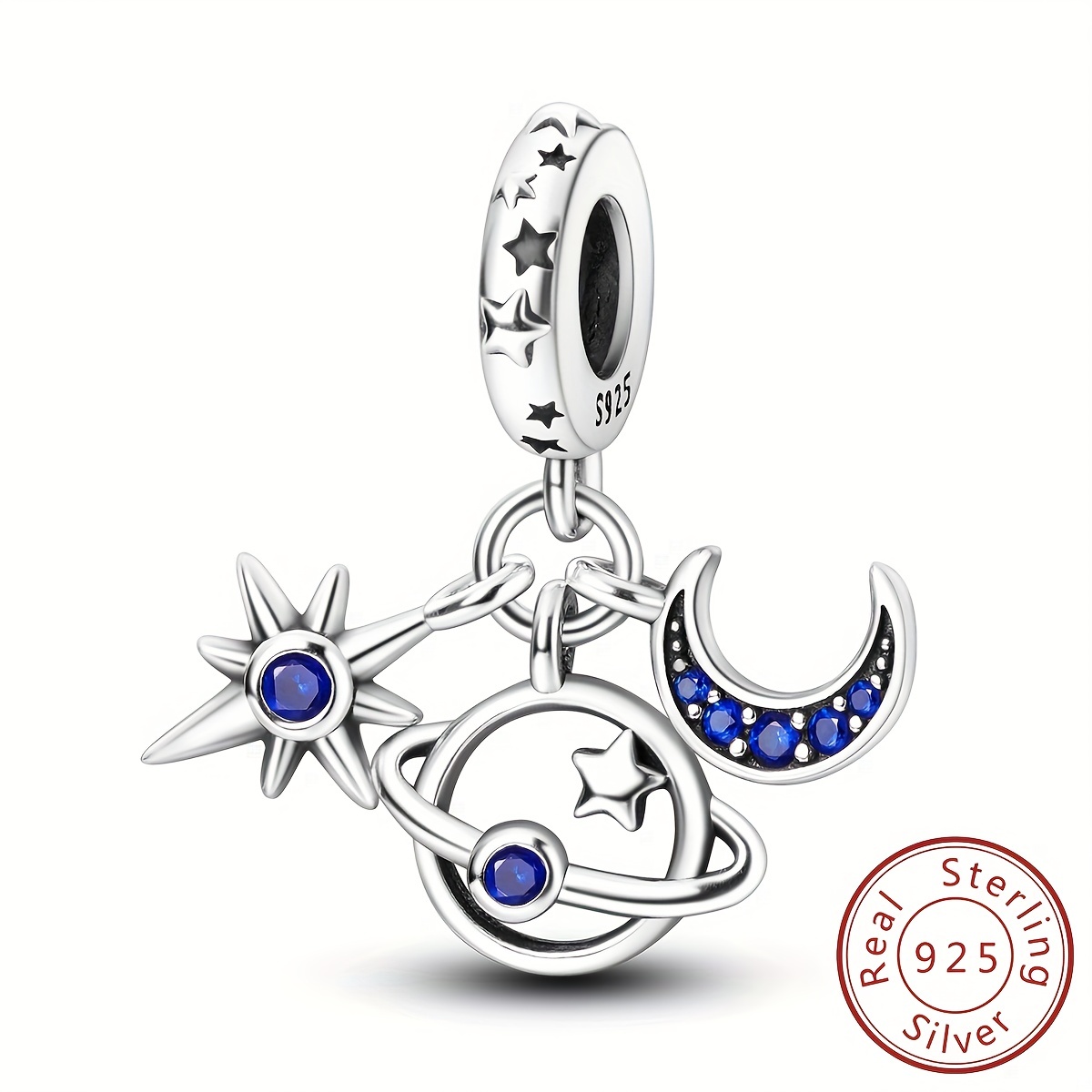 925 Sterling Silver Star Moon Cute Claw Charms Beads Pendant - Temu