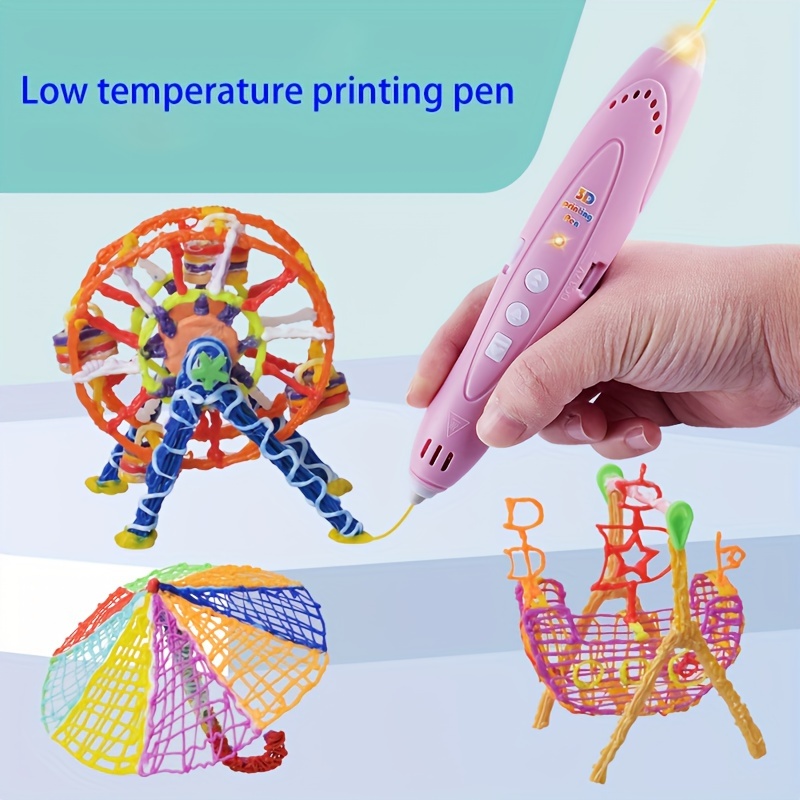 Low Temperature 3d Printing Pen With Paper Film Album And 10 Colors Pcl  Filament. Can Be Used By Directly Plugging In Or Connected To A Power Bank.