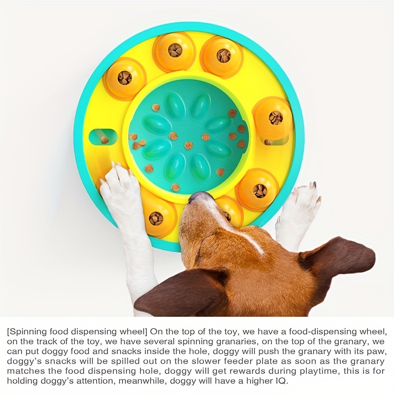 Dog Puzzle Toys, Spinning Food Dispensing Toy Slow Feeder Bowl For Iq  Training Interactive Dog Toys - Temu