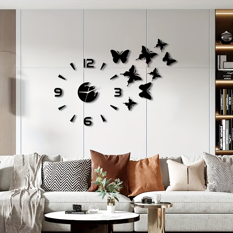 Grand papillon décoration murale 3D en métal pour la maison, autocollants  papillon pour chambre à coucher, esthétique, décoration murale pour salon