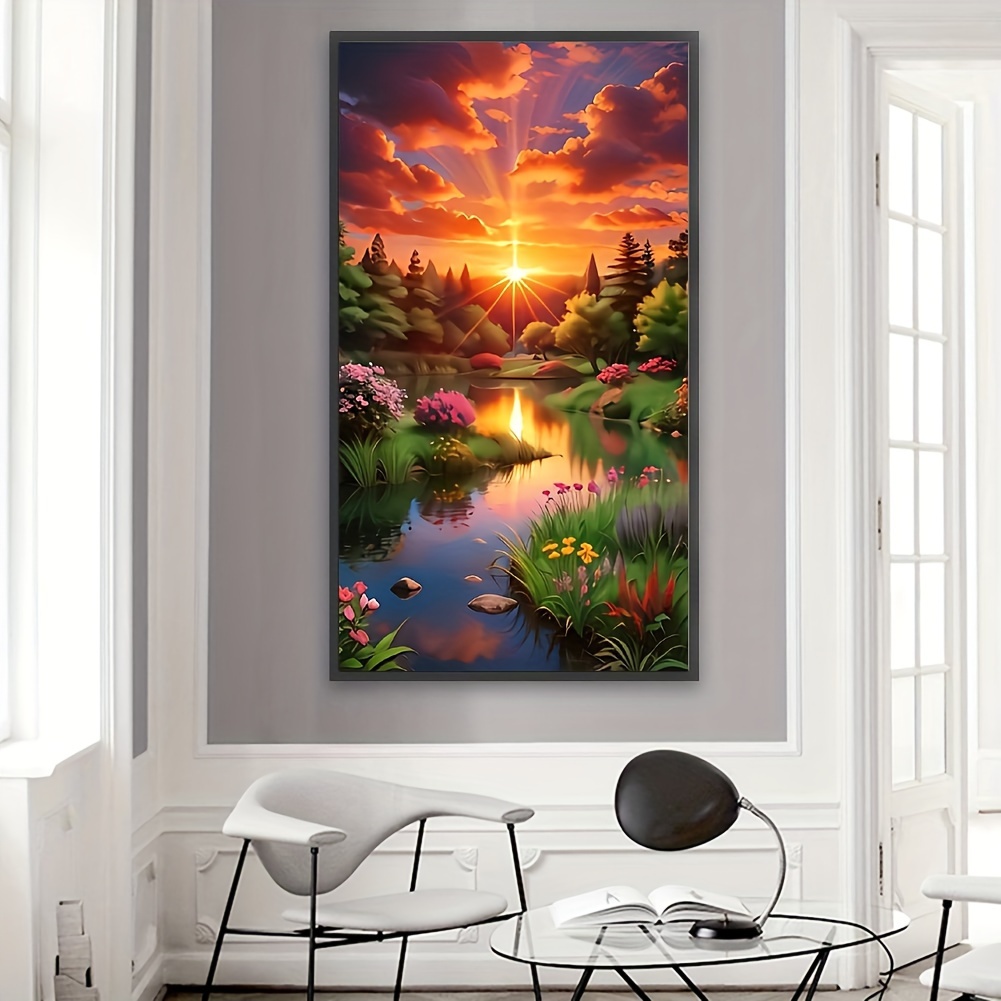 5D Mountain Artificial Diamond Art Painting Sunrise,Large Size Artificial  Diamond Painting Kits,New Diamond Painting Kits,DIY Large Diamond Painting