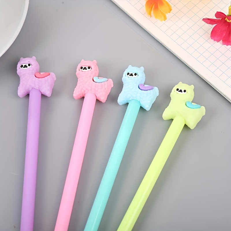 

4pcs, Creative Stationery Alpaca Neutral Pen 0.5mm Black Gel Pen Student Stationery, Back To School, School Supplies, Kawaii Stationery, Colors For School, Stationery, Writing Pens