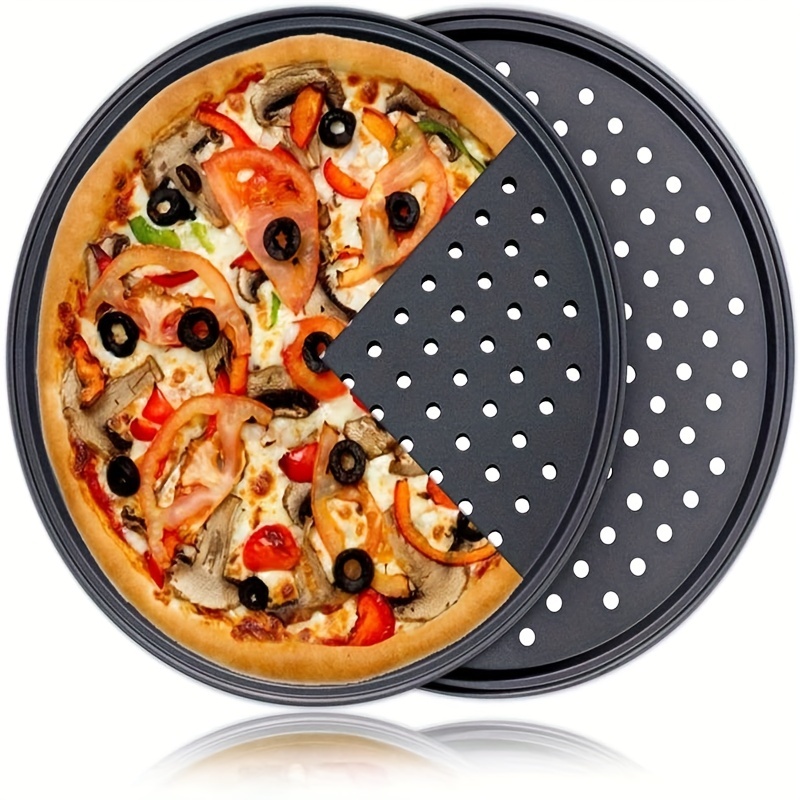 Moule à pizza carré pour four, 11,8 pouces Moule à pizza avec trous Plateau  de four à pizza en alliage d'aluminium Plateau de cuisson à pizza Plateau