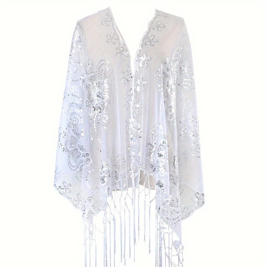 White Sequin Shawl