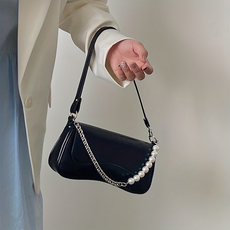 Trendy Ruched Underarm Bag, Thick Chain Shoulder Bag, Women's Pu Leather  Cloud Purse - Temu