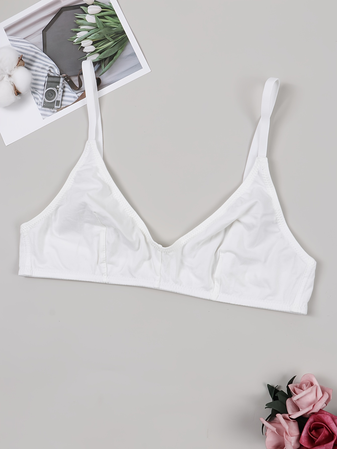 Simple Soft solid color breathable push-up wireless bra，comfortable sh