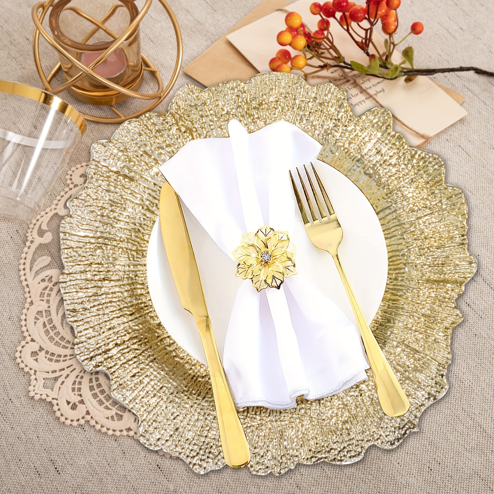 1/4/6 Pezzi 33,02 Cm Golden Charger Plates, Decorazioni Per La Tavola  Eleganti, Caricabatterie In Plastica Rotondi Per Piatti Da Cena,  Matrimonio