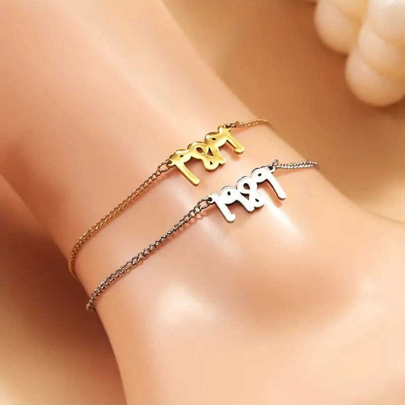 Stylish Lucky Number 1989 Charm Anklet Commemorative - Temu