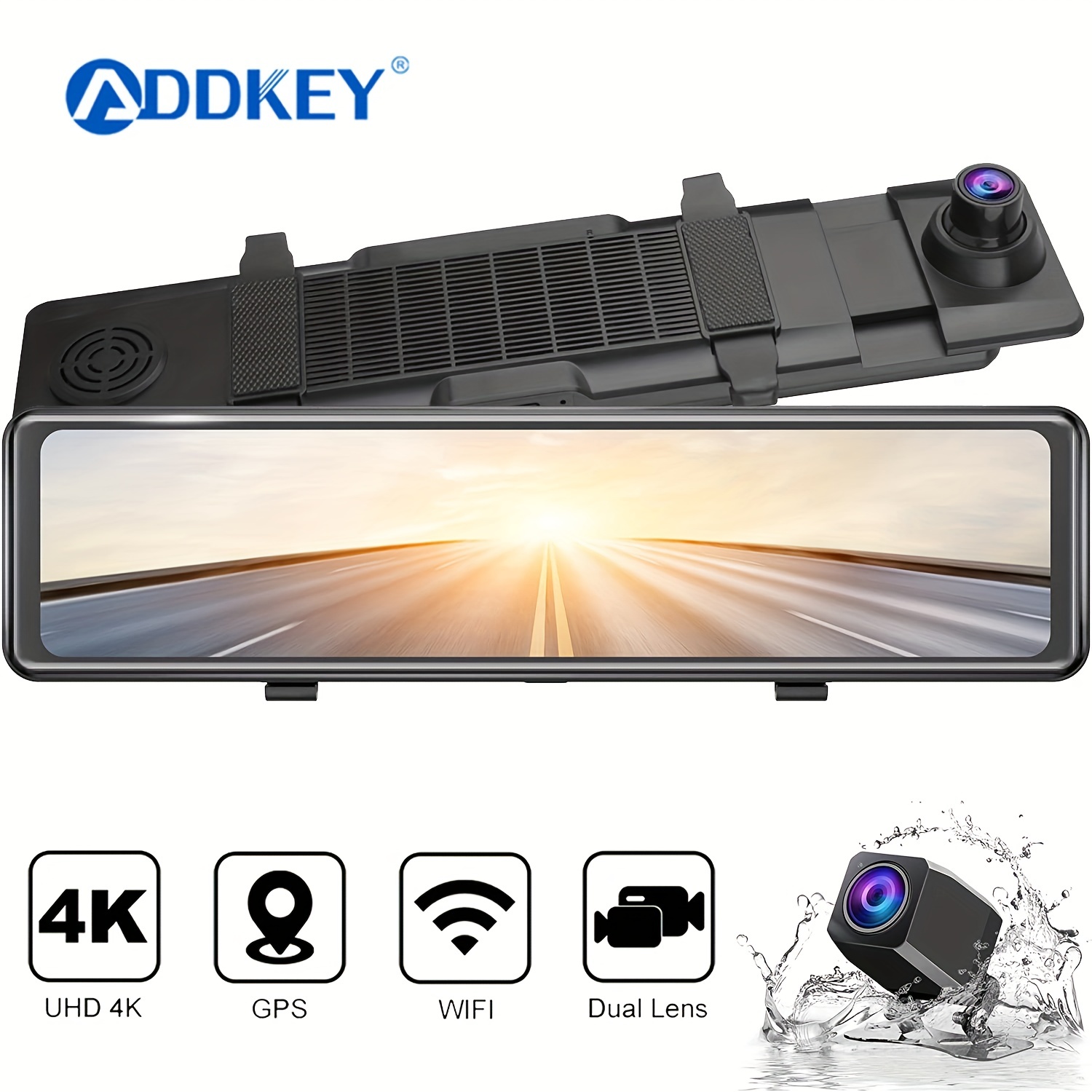 4K Mirror Dash Cam Front And Rear, Built-in WiFi & GPS Rearview Mirror  Camera For Cars & Trucks With 12 IPS Touch Screen, Backup Camera With  Type-C