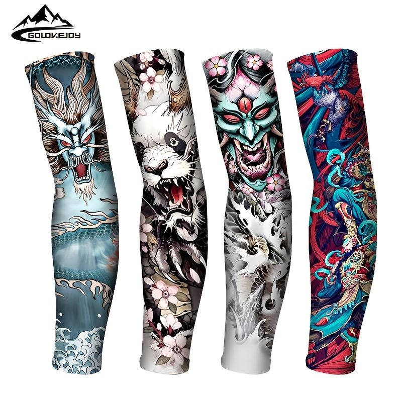 1pair Tattoo Arm Sleeves Uv Sun Protection Compression Cooling Sleeves For  Men Women Outdoor Summer Riding Cycling Hiking | Free Shipping For New  Users | Temu