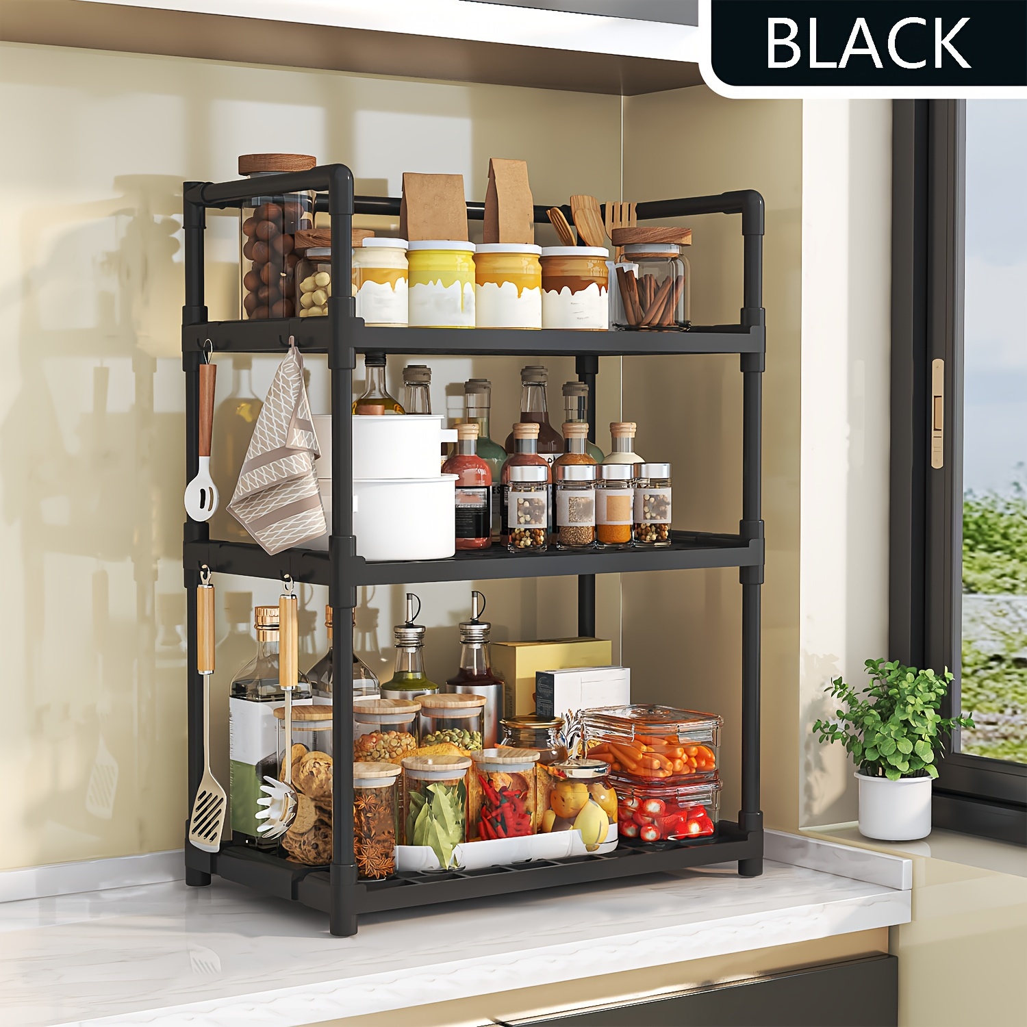 2 tier Storage Rack Kitchen Seasoning Shelf Multifunctional - Temu