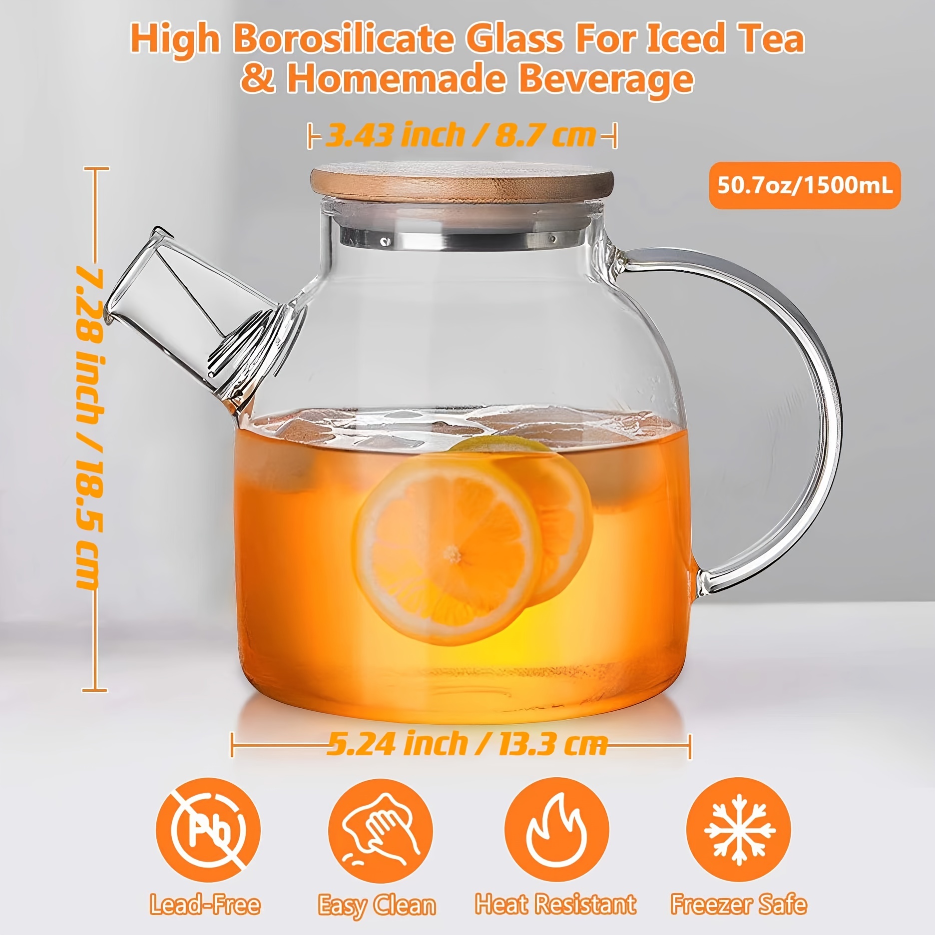 Glass Teapot with Removable Infuser Microwave Safe Blooming Tea Maker Iced Tea  Pitcher Glass Carafe Tea