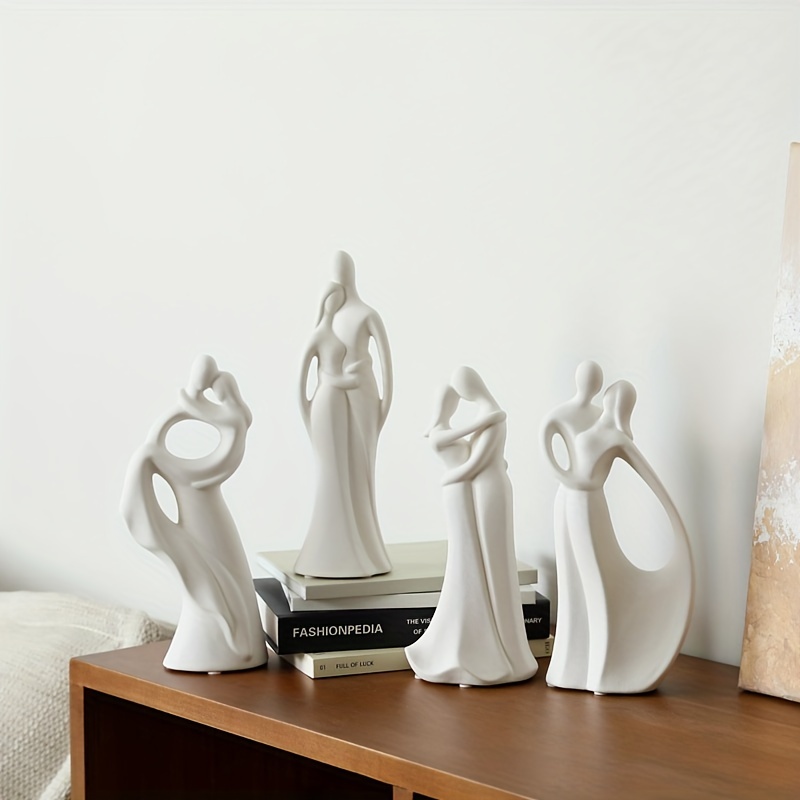  Escultura abstracta blanca - Esculturas Decoración del hogar  Moderna - Decoración para mesa de sala de estar - Esculturas abstractas  Decoración del hogar - Decoración moderna de cerámica pequeña : Hogar y  Cocina