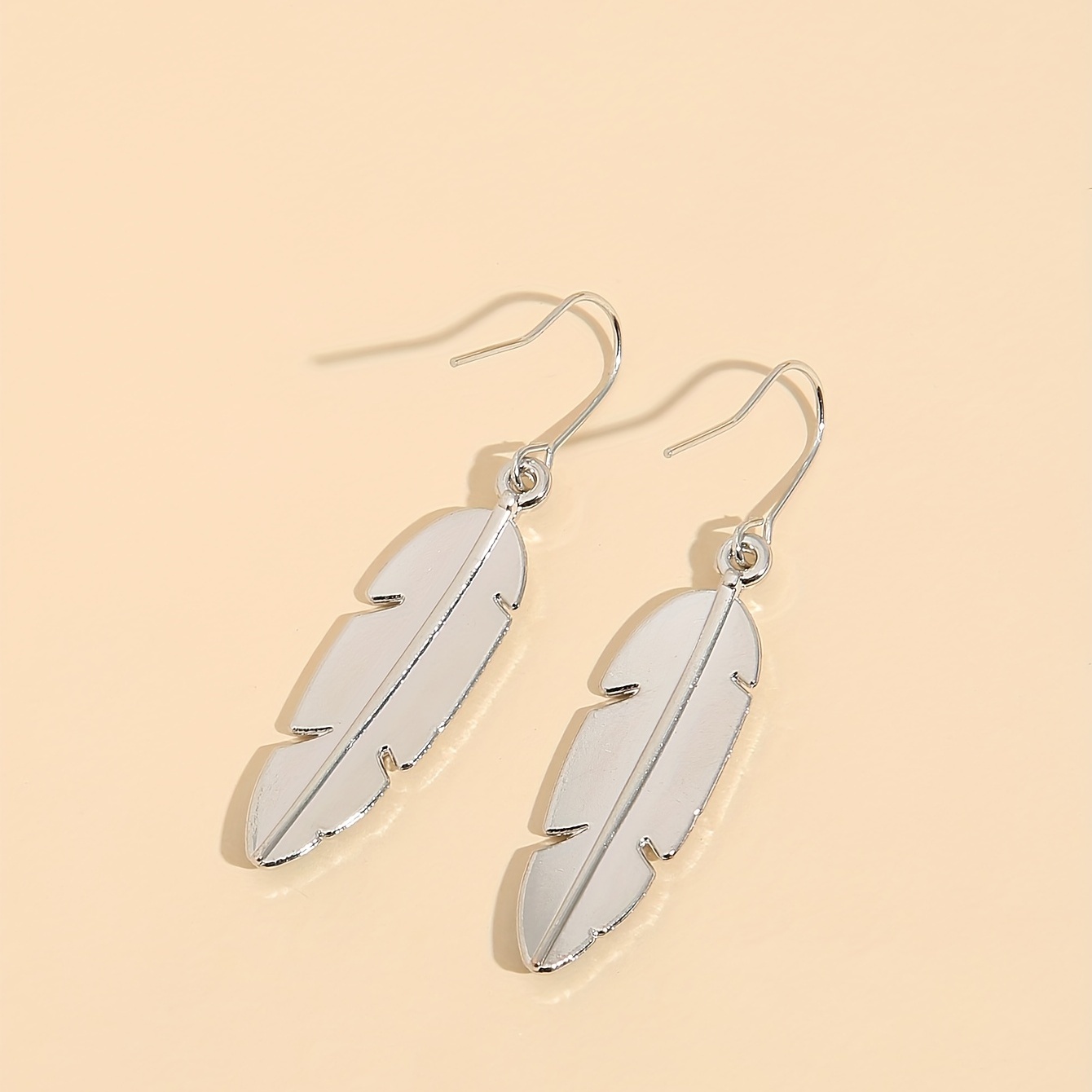 Women's Long Vintage Earrings with Leaf and Feather Design