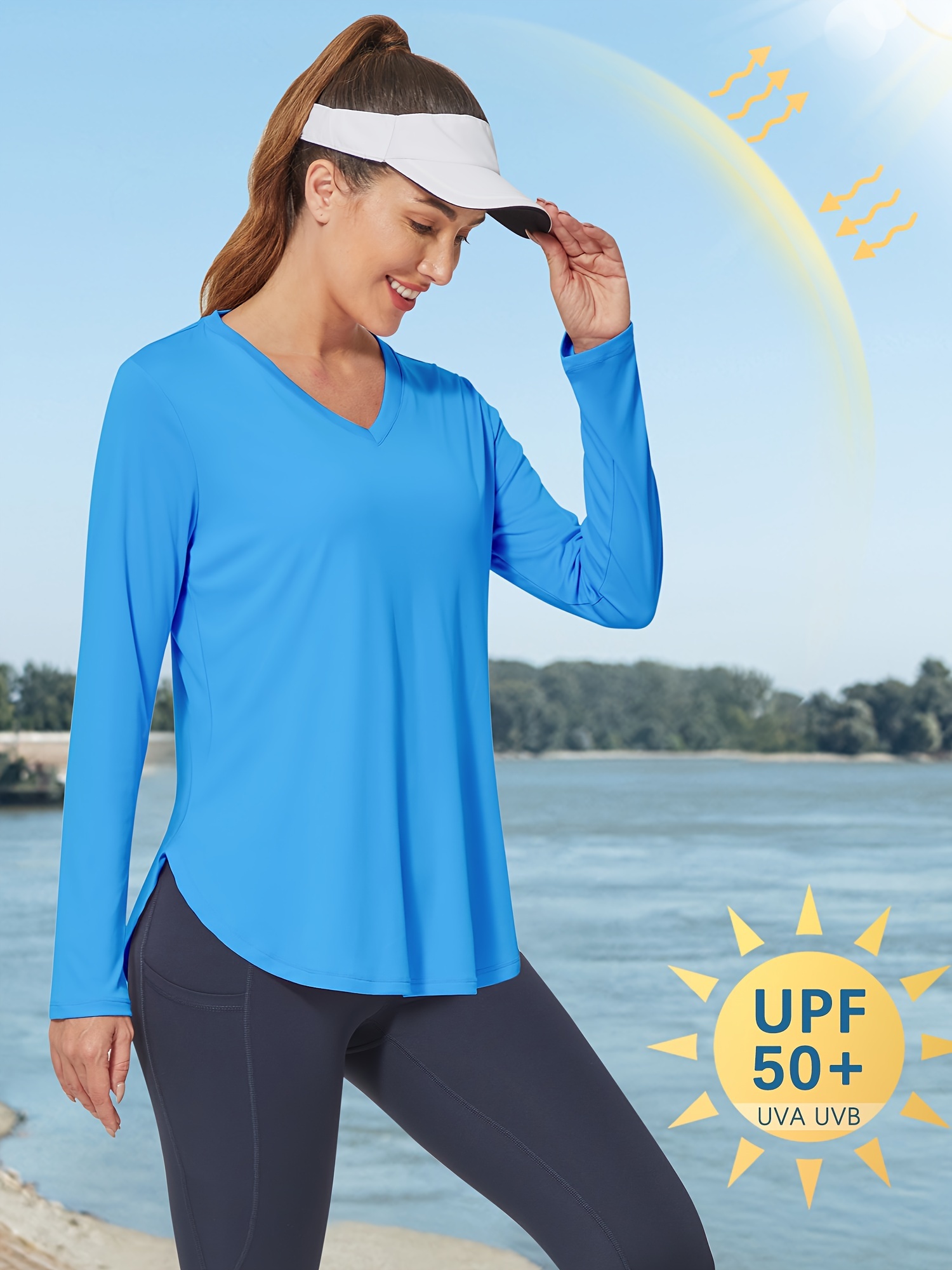 Womens Upf 50 Sun Protection Long Sleeve Outdoor T Shirt Running Athletic Top  Womens Activewear - Sports & Outdoors - Temu