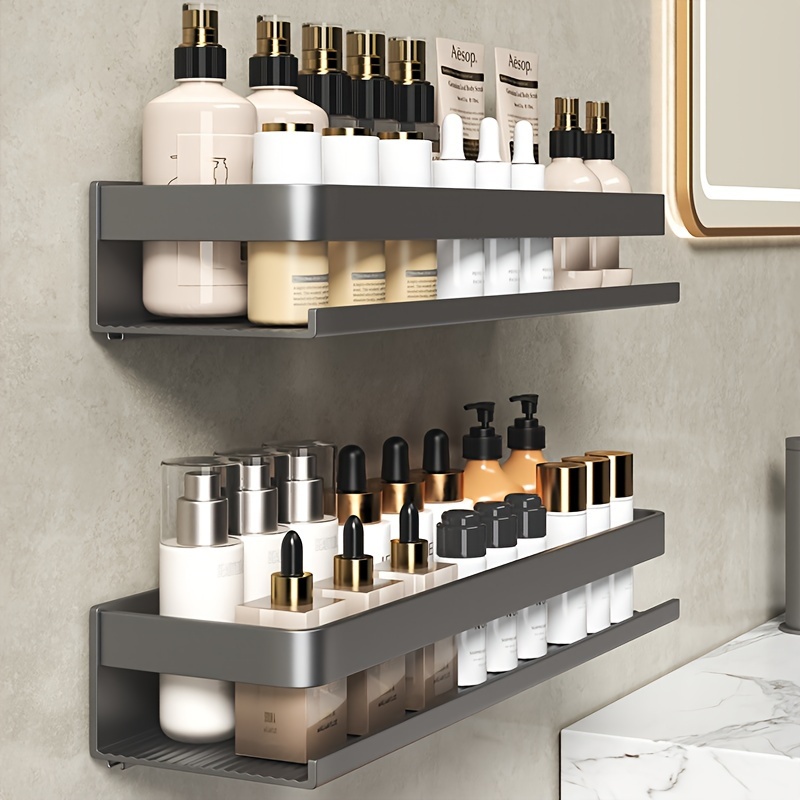 Wall-mounted Bathroom Storage Rack With Shower Caddy Basket - Punch-free  Organizer For Bathroom Accessories - Temu