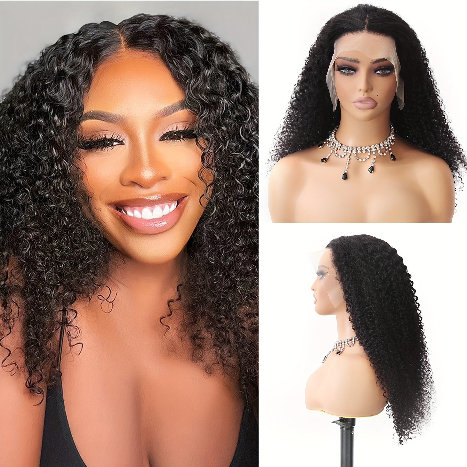  Talkyo Short Bob Wigs Lace Front Human Hair Wigs For Black  Women Curly Wigs With Baby Hair Pre Plucked Natural Hairline Wigs Body Wave  Lace Front Wig 13x6 (Black, One
