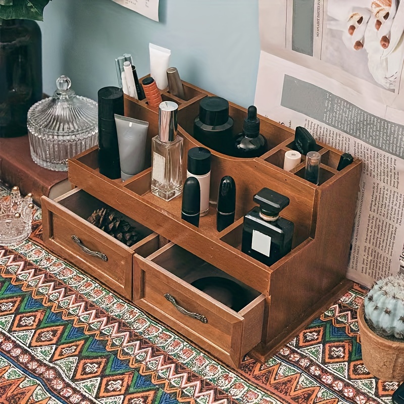 Wood 5 layer Drawer Storage Cabinet Retro Desk Storage Box - Temu