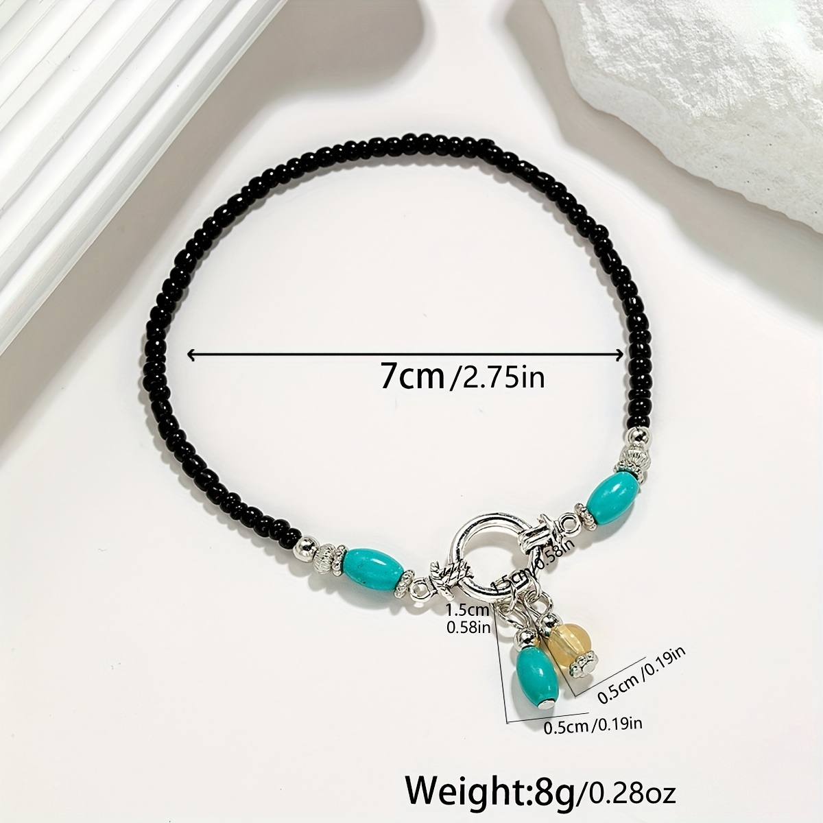 Turquoise Beaded Tassel Anklet for Women