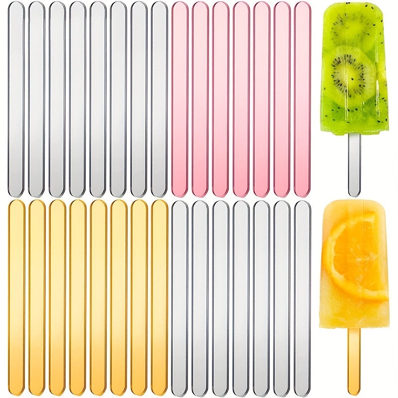 50pcs DIY Wood Popsicle Sticks Ice Cream Rod with Hole Cake Wooden Craft 2  Color