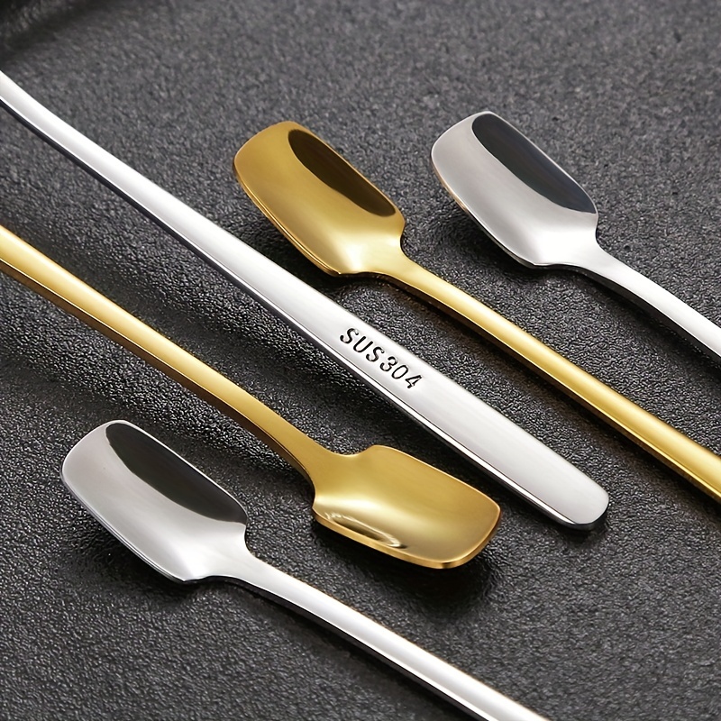 Stainless Steel Coffee Mixing Spoon Creative Musical Instrument Shape Spoon,  Style:Lute, Color:Titanium Gold