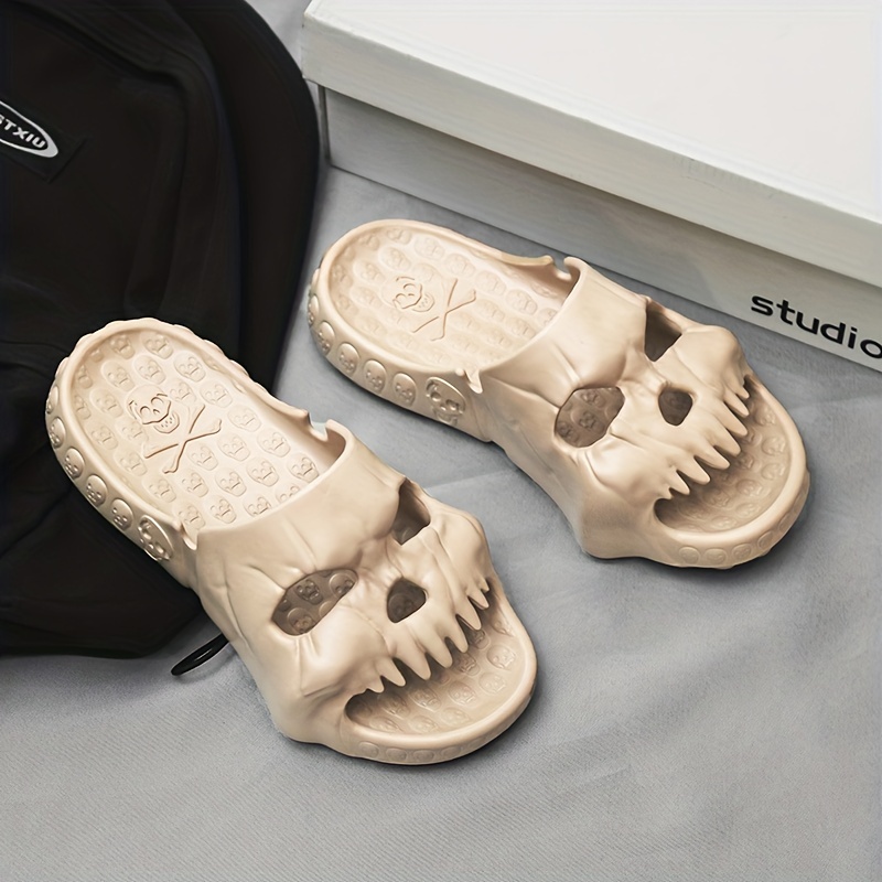 ☠️ Men’s Size 12 Skull Slide Sandals in Cream New without Tags ? Amazon.com | Skull Slides Sandals for Men Women,Non Slip  main image 2