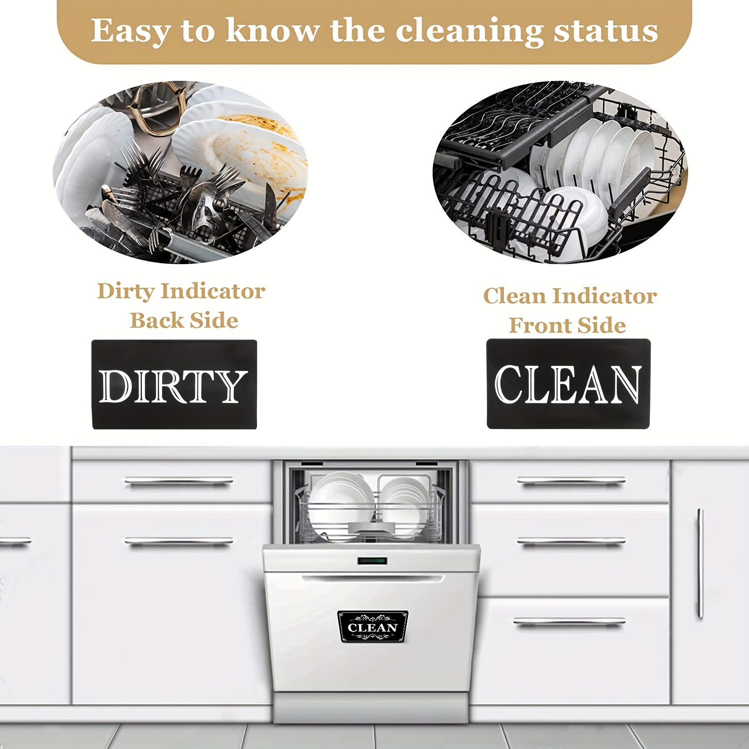 Aimant pour Lave-Vaisselle Dirty Clean - Aimant Propre et Sale pour Lave- Vaisselle - Aimant pour Lave-Vaisselle - Panier à Vaisselle Propre ou Sale  - Lave-Vaisselle - Réfrigérateur pour : : Cuisine et