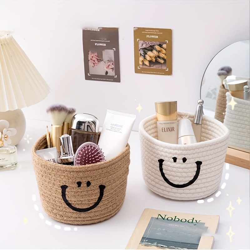 Small Woven Baskets, Empty Tiny Storage Baskets, Mini Cotton Rope Baskets, Oval Decorative Hampers, Storage Bins for Toys, Empty Gift Basket for Baby