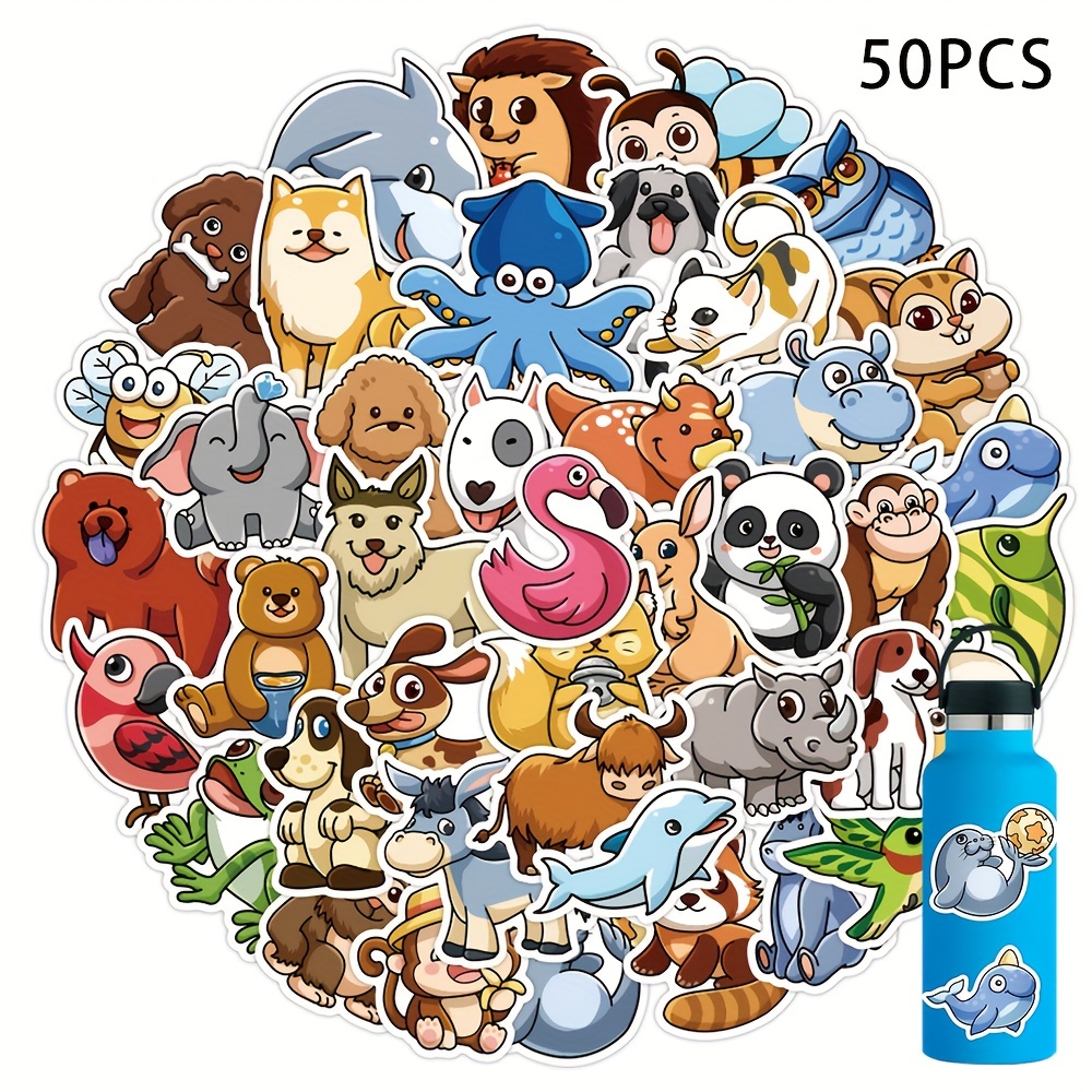  Cute Animal Stickers Colorful Animal Waterproof