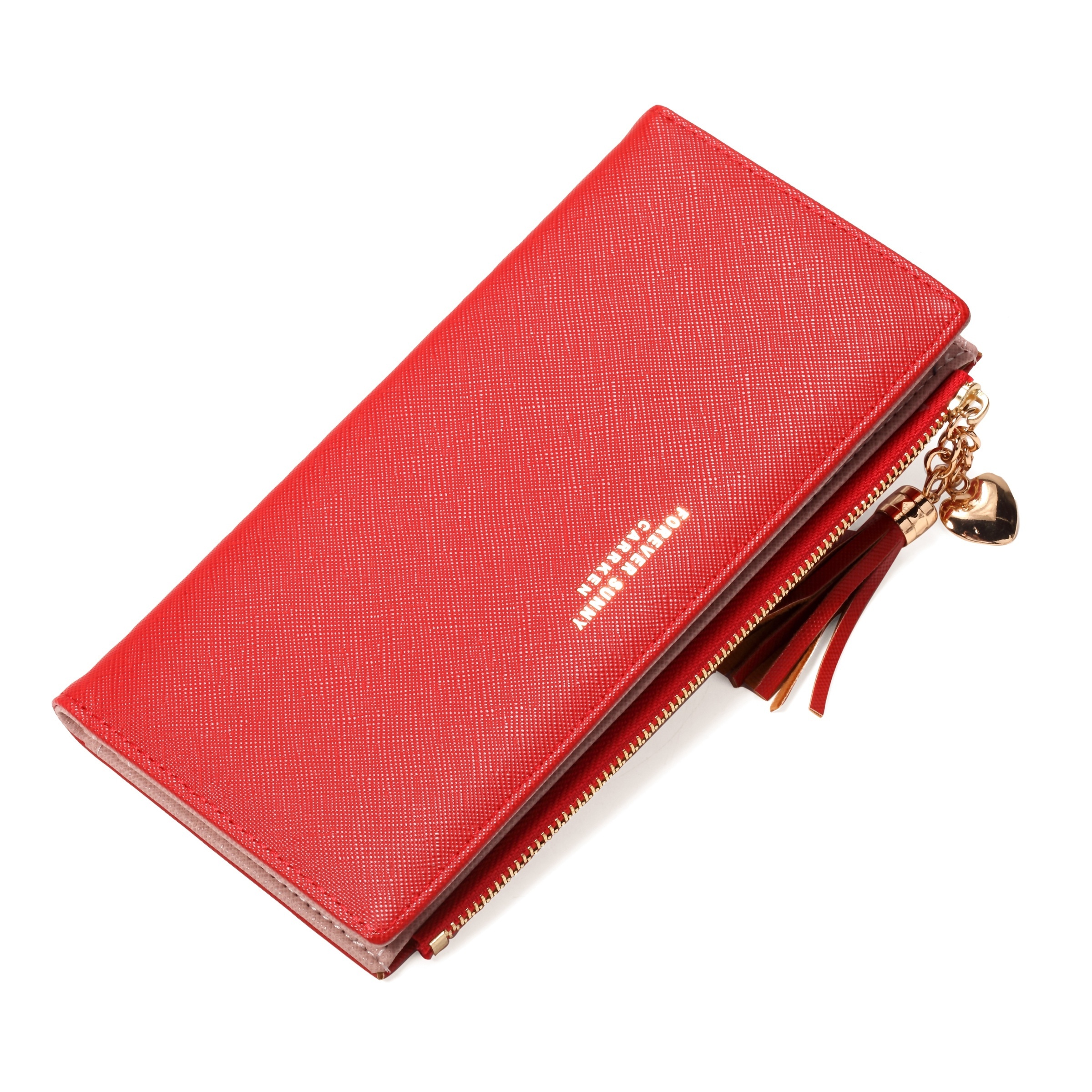 Carrken Trendy Tassel Zipper Long Wallet Simple Pu Leather Temu