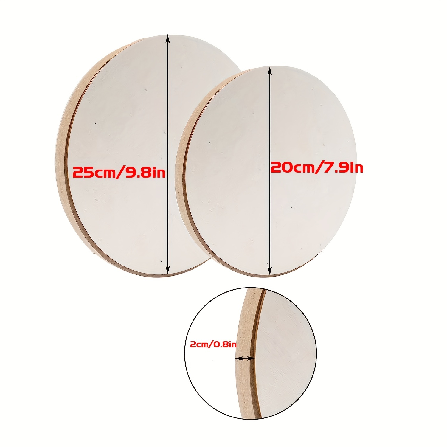 Geelin 6 Pcs Round Wood Canvas Panels for Painting 8 Inch/12 Inch Circle  Unfinished Wood Panels Round Cradled Wooden Board Wood Tray for Oil Pouring