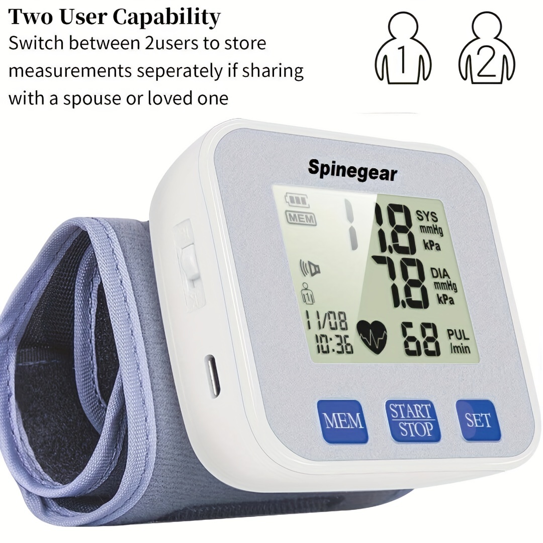 Wrist Electronic Blood Pressure Monitor Rechargeable Large - Temu