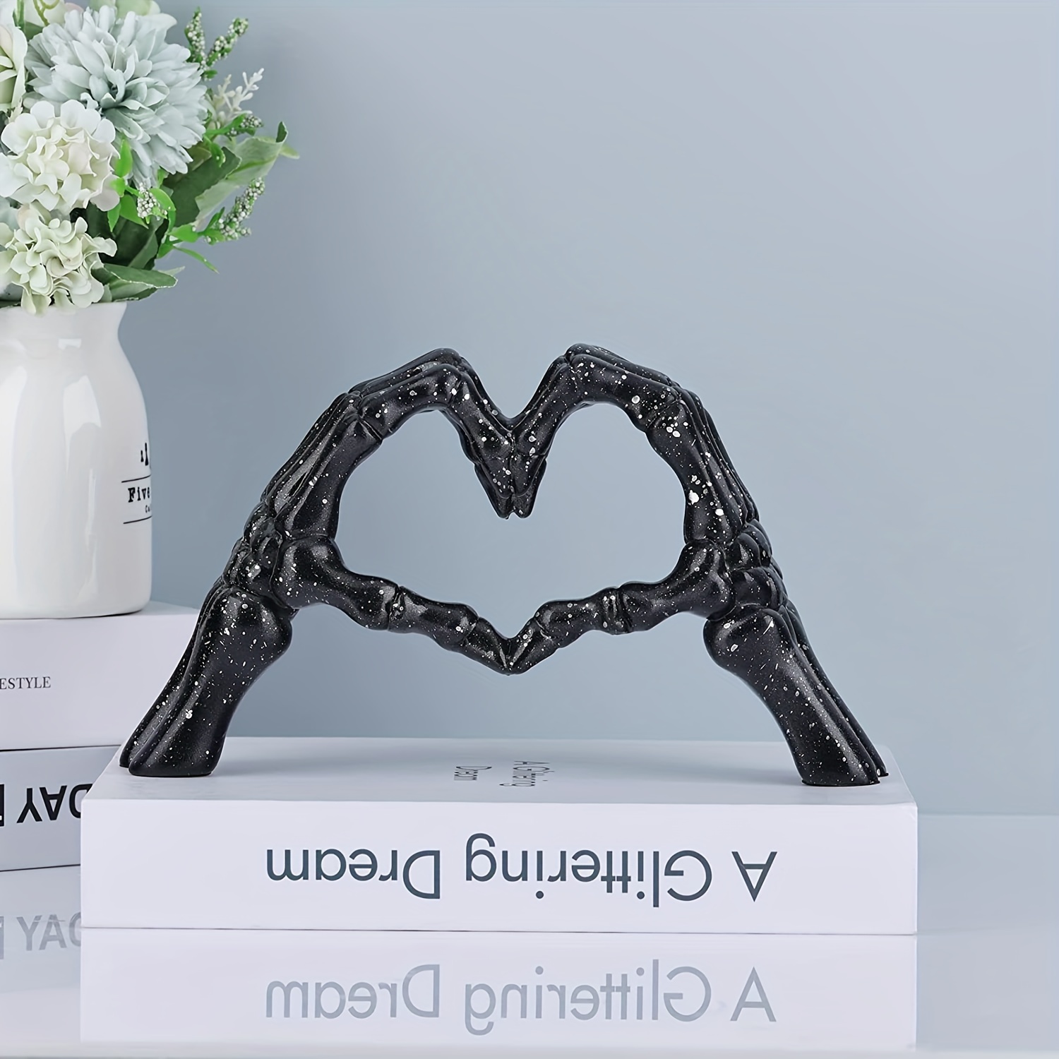 Heart Hands Sculpture Black Decor for Bedroom Living Room Heart