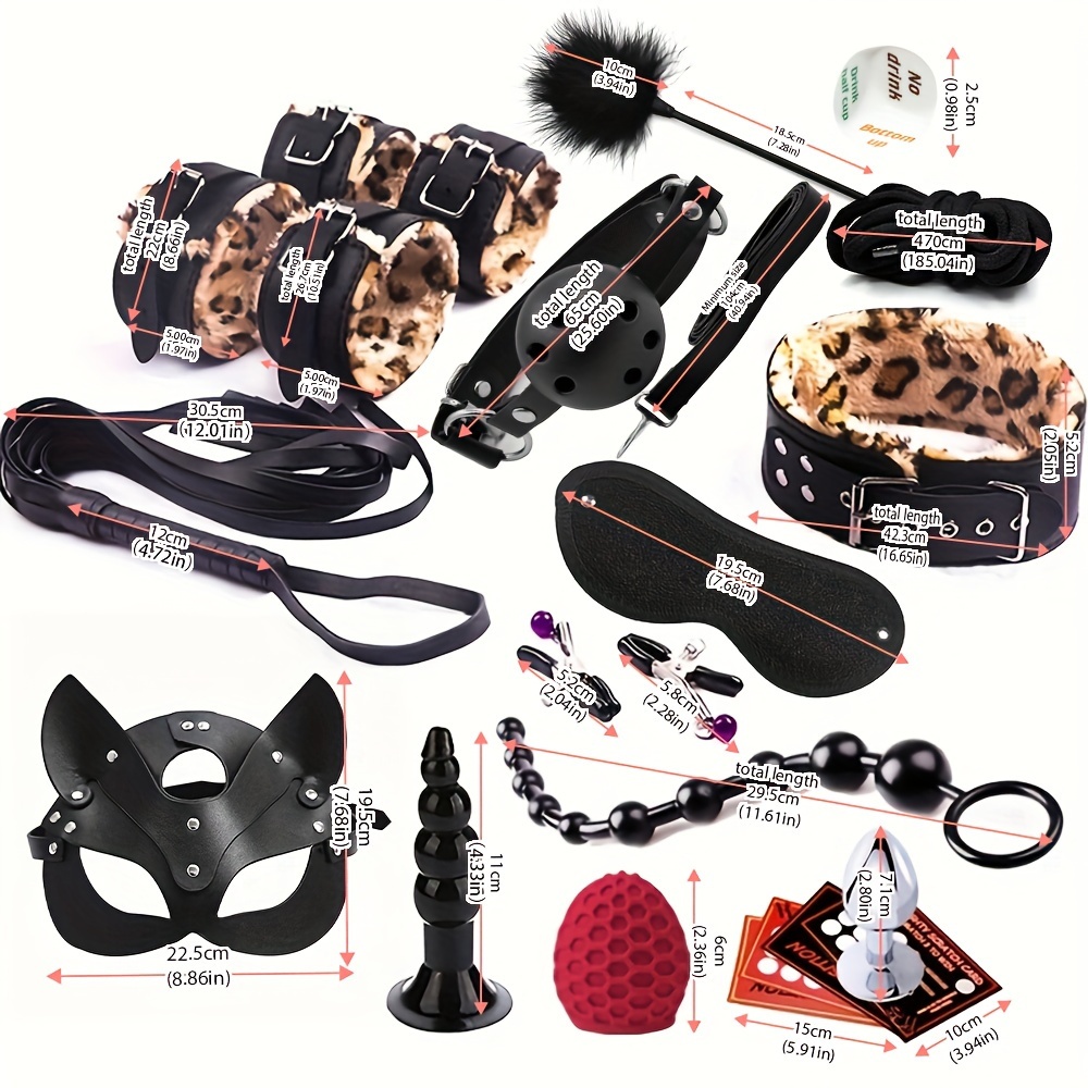Bondage Toys Leopard Print BDSM Kits For Beginners(11 Piece