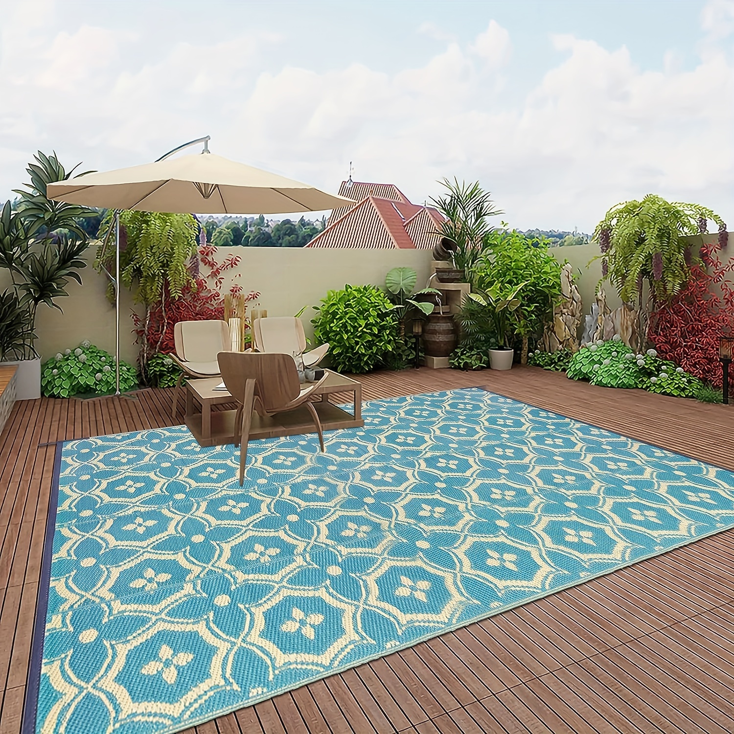 Large Outdoor Carpet Suitable For Courtyard Rv Camping Portable Carpet  Suitable For Households Picnic Tent Garden Terrace Backyard Beach Deck  Terrace - Temu