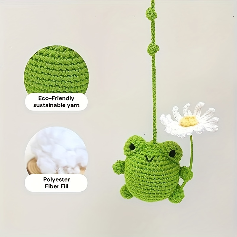 Cute Little Frog Small Daisy Car Rearview Mirror Hanging Ornament, Handmade  Crochet Hanging Ornament, Curtain Decoration For Car - Temu United Kingdom