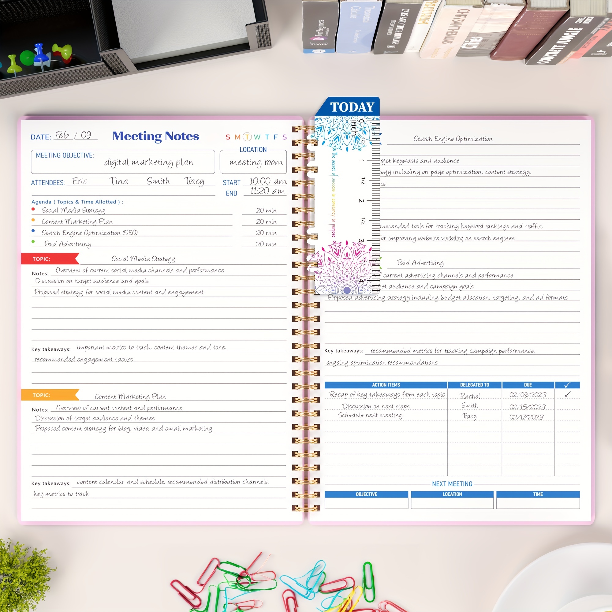 Meeting Notebook Work Action Items Project Planner Notebook - Temu