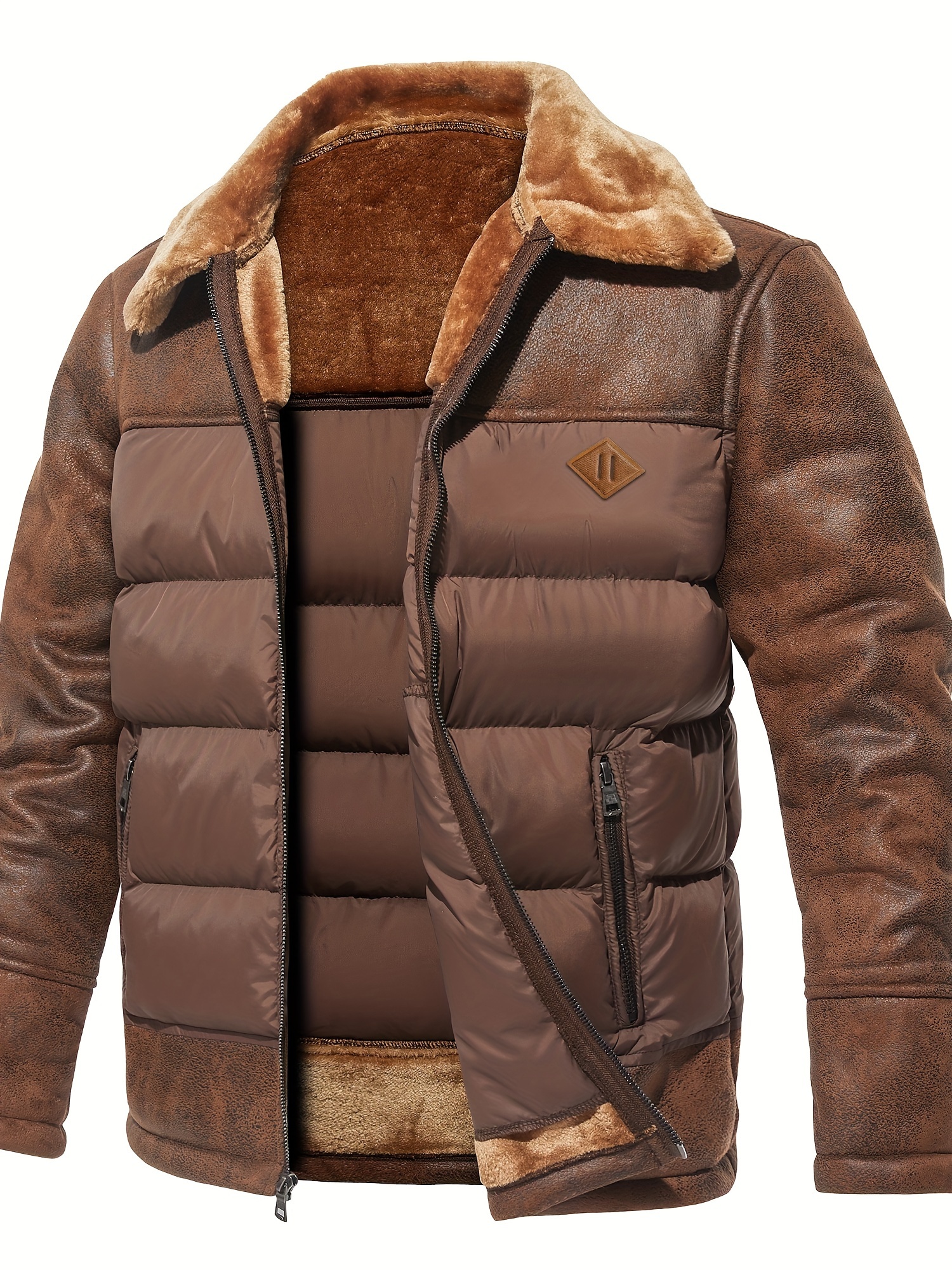 Chaqueta de invierno para hombre, con capucha y cuello de piel sintética,  abrigo cálido