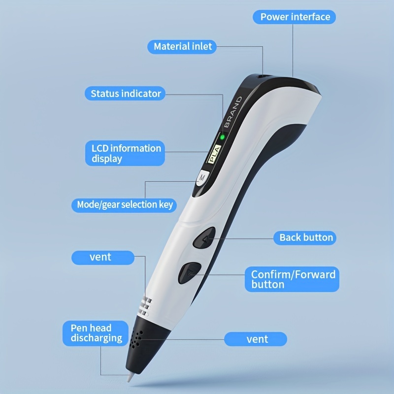 Penna Di Stampa 3D Standard Con Display LCD, Tre Velocità, Creativa Penna  Di Stampa 3D Tridimensionale Fai-da-te. Non Include Alimentatore. Acquista  Il Tuo Adattatore 5V2A. - Temu Italy