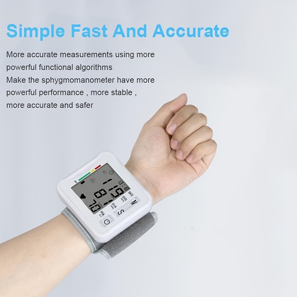 Automatic Blood Pressure Monitor With Portable Case Irregular Heartbeat Bp  And Adjustable Wrist Cuff Perfect For Health Monitoring