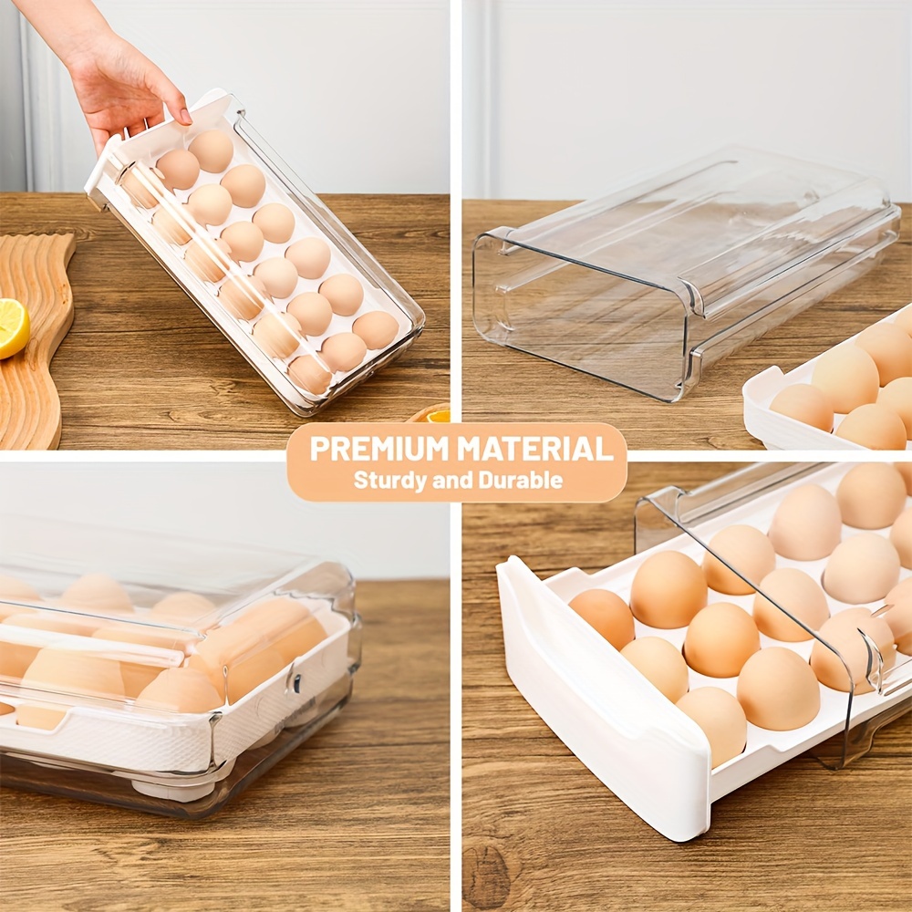  Sclvdi Paquete de 2 recipientes para huevos para refrigerador,  2 bandejas organizadoras de huevos con tapa apilables de plástico para  huevos, caja de almacenamiento para nevera y cocina (48 huevos) :  Electrodomésticos
