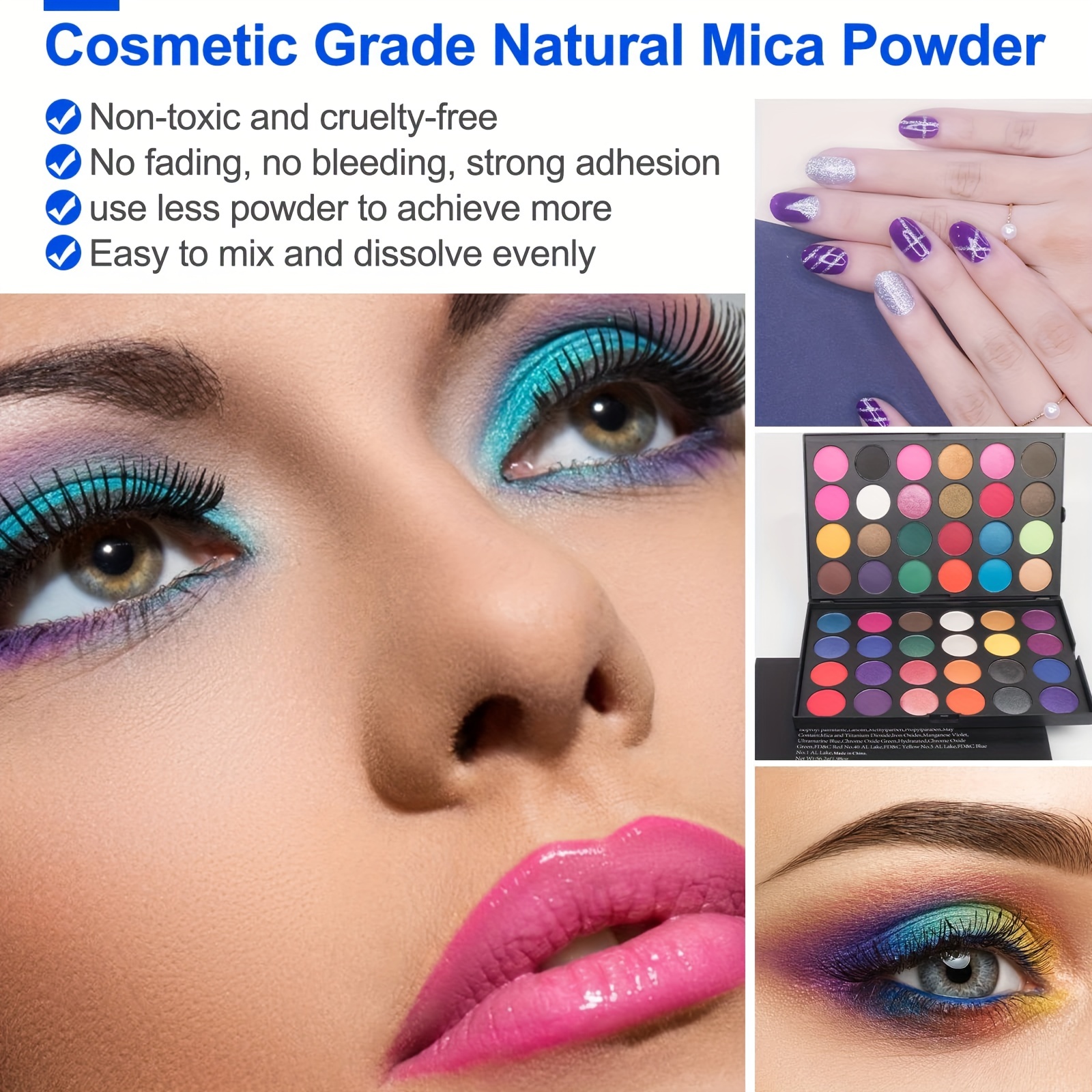 Mica Powder Pigment Powder, Epoxy Resin Color Pigment, Mica Powder Epoxy  Resin Dye for Soap Making Supplies, Nail Art, Lip Gloss, Eye Shadow, Bath
