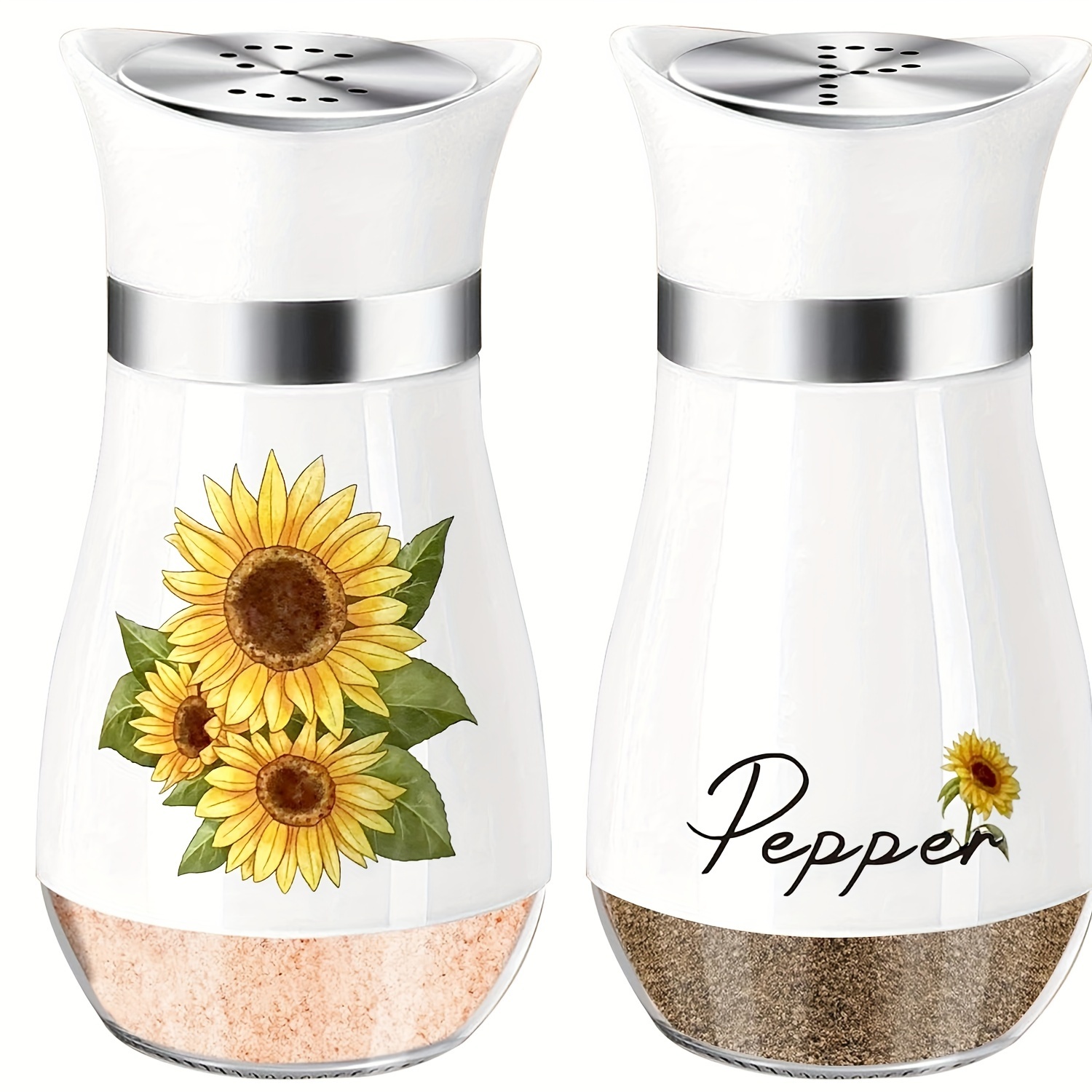 Salt And Pepper Shakers Set,4 Oz Glass Bottom Salt Pepper Shaker With  Stainless Steel Lid For Kitchen Cooking Table, Rv, Camp,bbq Refillable  Design (b