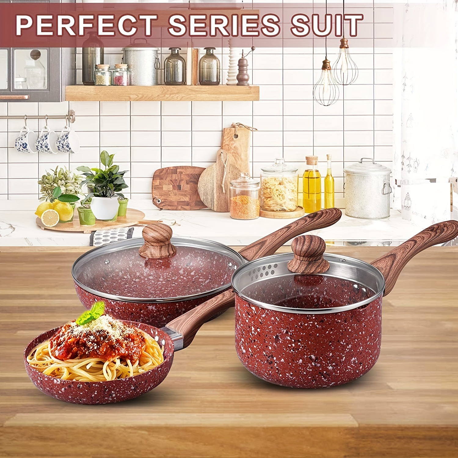 Nonstick Cookware Set Saucepan And Frying Pans/skillets Set - Temu